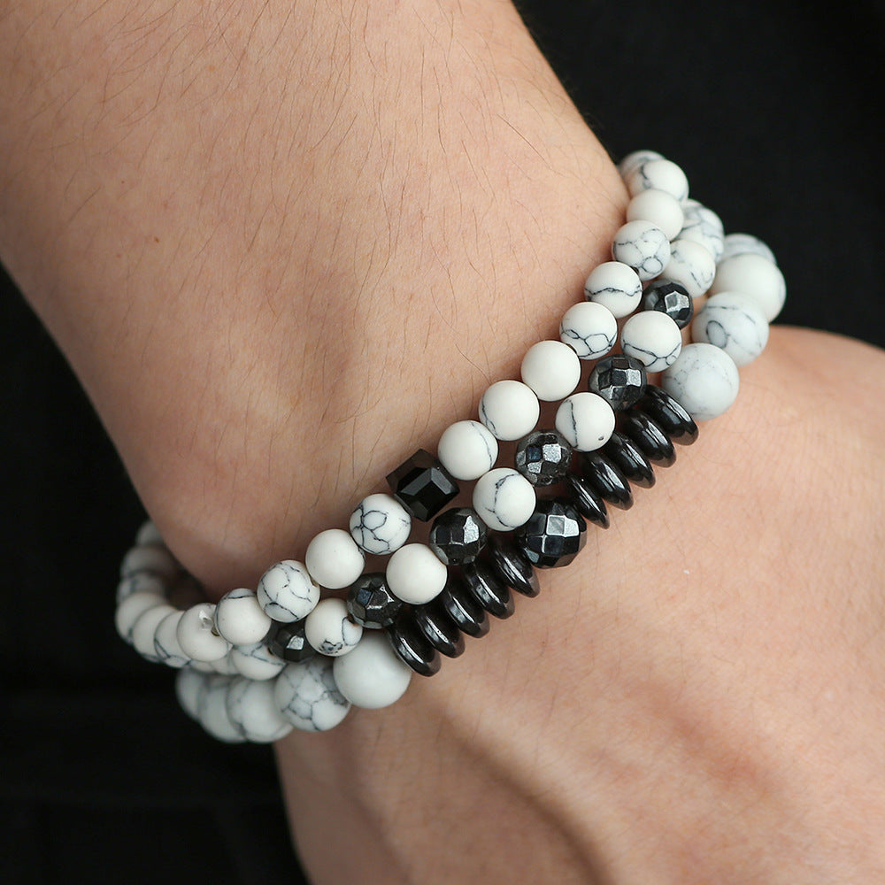 Wholesale Punk Bracelet Micro-set Zircon Diamond Ball Skull Set Bracelet Men's Bead Bracelet